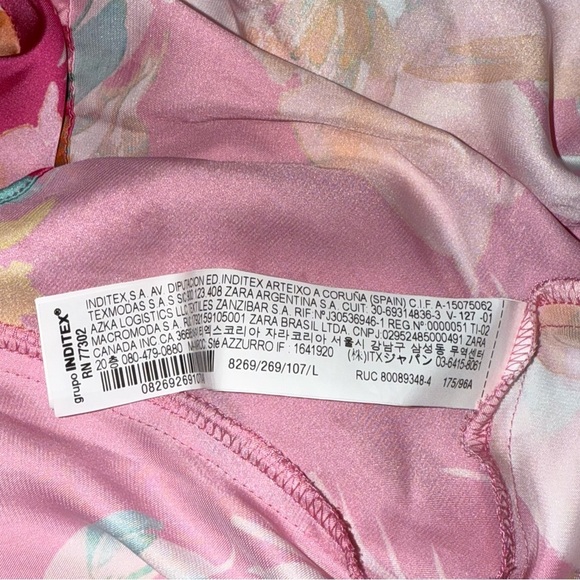 Zara Vibrant Satin Floral Women's collared button down shirt dress Large - Picture 11 of 15